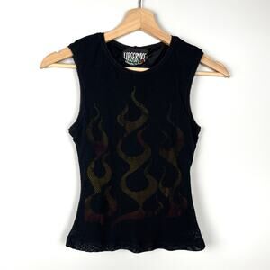 Y2K Lip Service Flame Tank Top Fire Vintage Hot Topic Mall Goth Gothic Rave